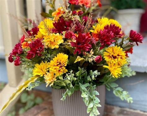 fall faux mums|faux mums for outdoors.